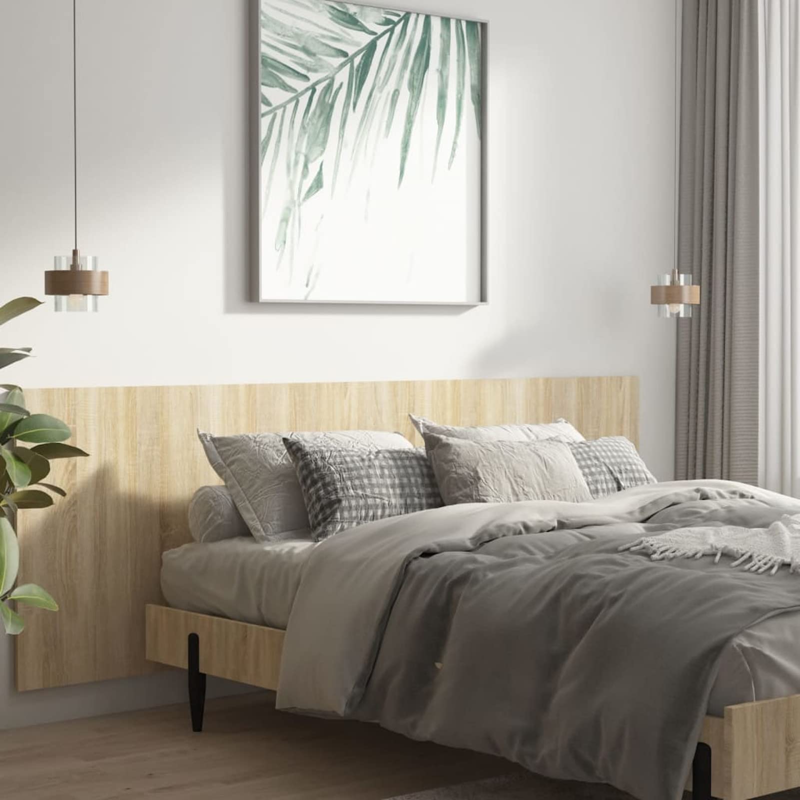 Festnight Cabecero de Madera para Cama de 240 (240 x 1,5 x 80 cm) | Cabeceros Madera | Dormitorio Matrimonio | Cabezal Cama |Estilo nórdico Roble Sonoma