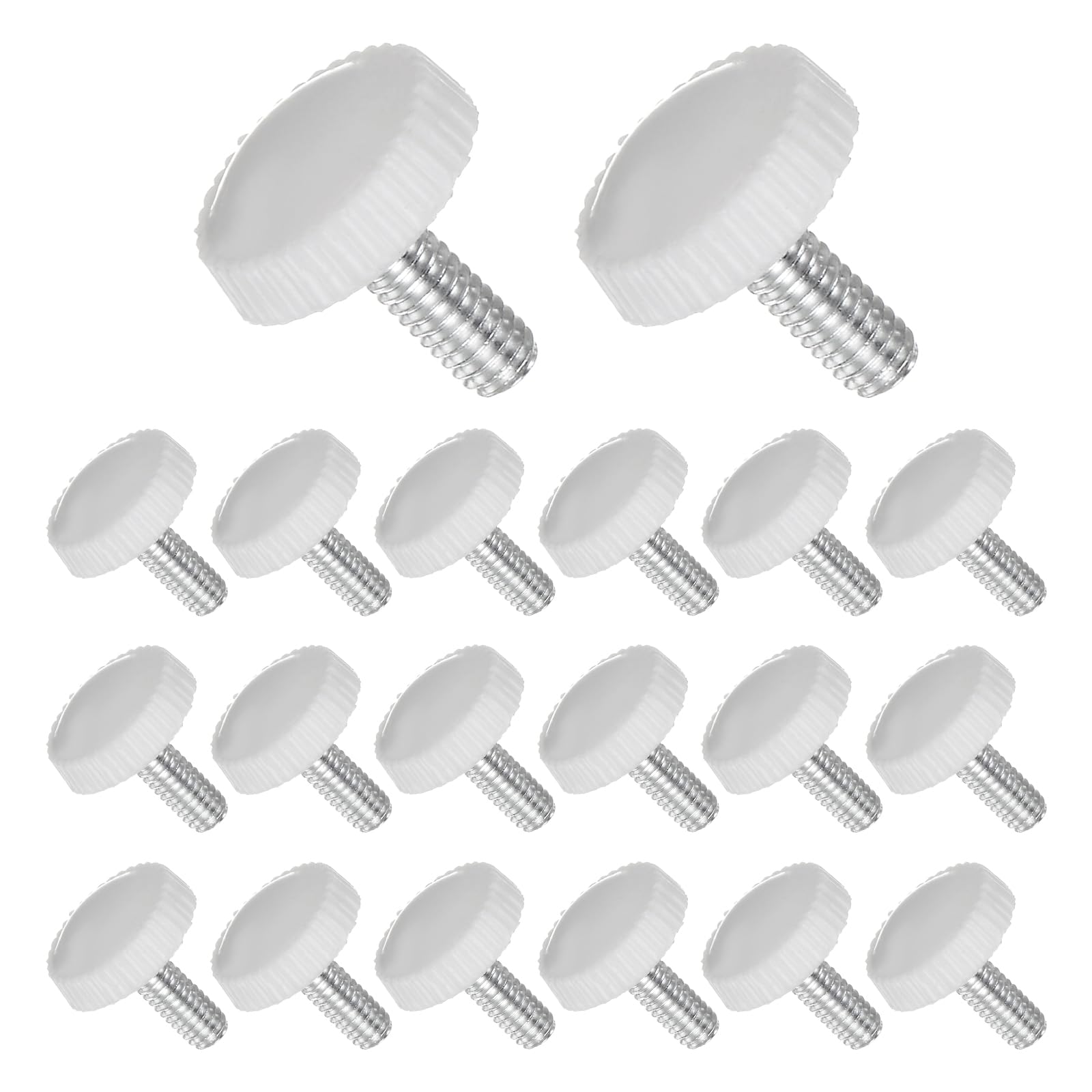 CoCud Thumb Screw Knurled Knobs, M4 x 10mm Male Thread, White Round Head Clamping Screw Threaded Stud Hand Knobs Grip, (Applications: for Machinery Lathes), 20-Pieces