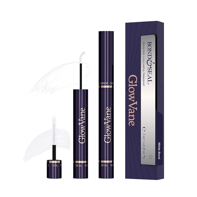 GlowVane Cola para Cílios em Clusters com Bond e Seal, Branca, Pacote com 2