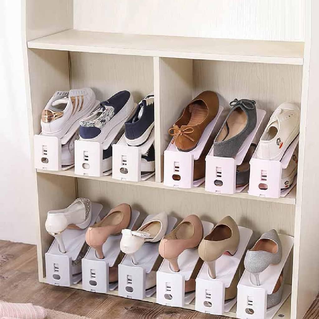 Shoe Holder, Double-Layer Shoe Bracket Household Simple One-Piece Plastic Shoe Rack Shoe Cabinet Rack Saves Space, Non-Slip (Color : Grey) (Gray)