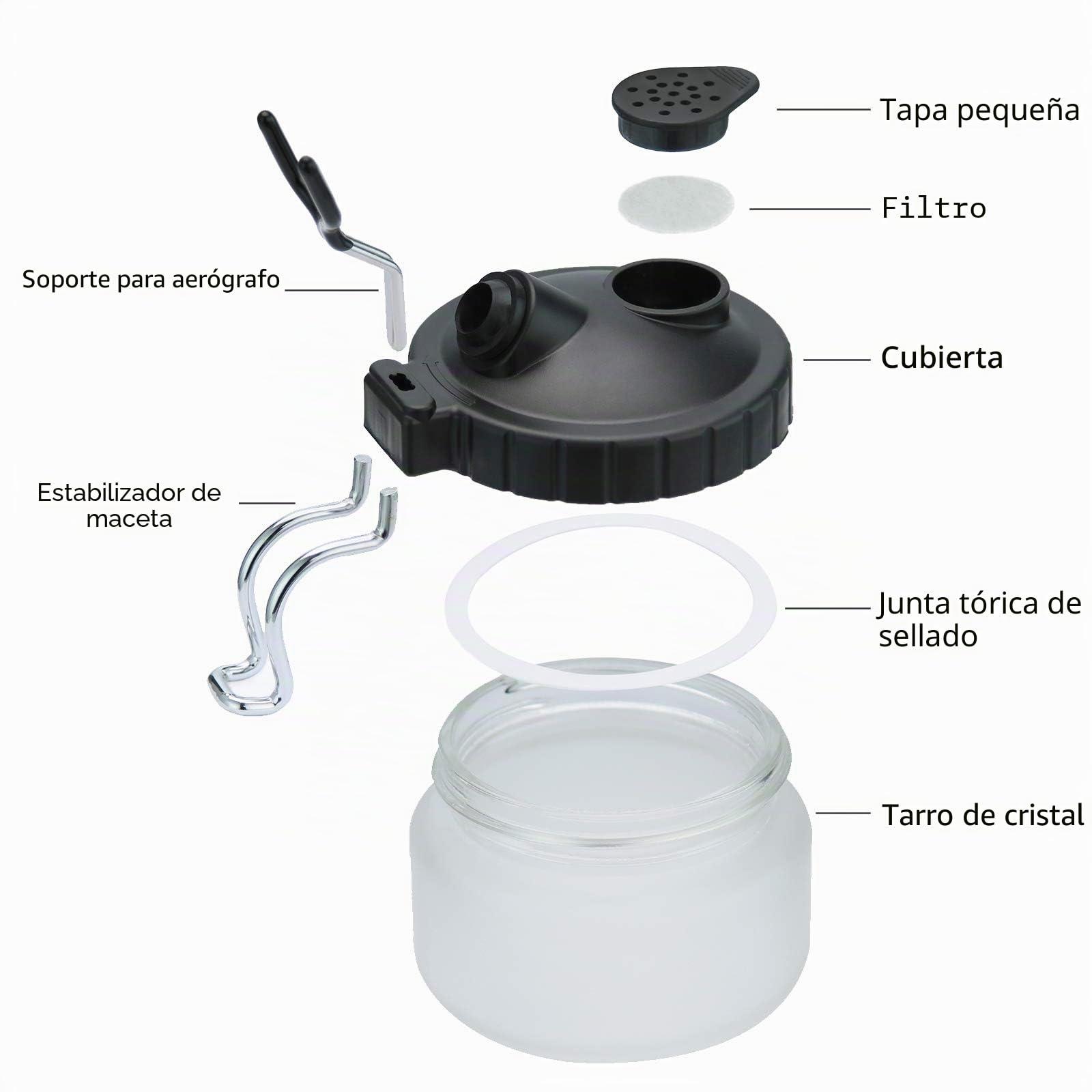 Kit de Limpieza de aerografo con cepillos de Limpieza, Agujas de Cepillo de Lavado, aerógrafo, Recipiente de Limpieza de Vidrio y Soporte