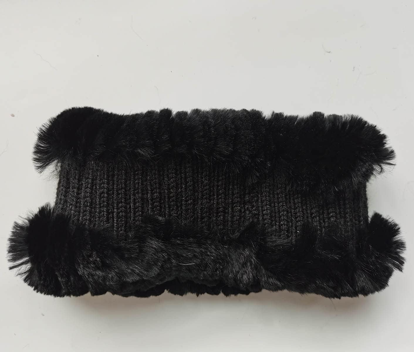 2PCs Womens Knitted Hat&Circle Scarf Real Rex Rabbit Hair Cap Girls Winter Skullies Beanies Neck Warmer