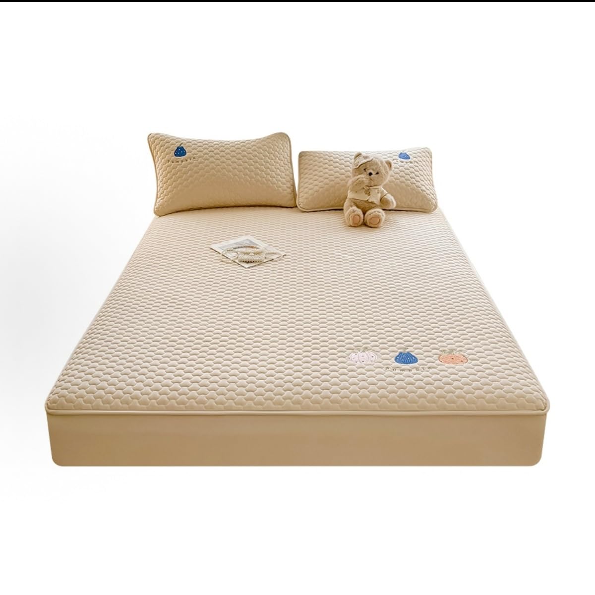 Single Plush Deep Pocket Crystal Velvet Fitted Sheet, Warm Winter Protector(Beige,150 * 200cm)