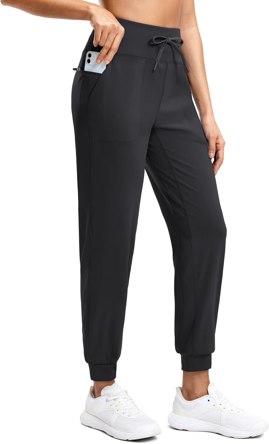 G Gradual Women's Joggers Zip Pockets Drawstring Gym Sweatpants High Waisted Tapered Pants for Workout, Travel, Lounge