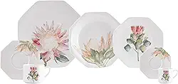 Serviço de Jantar, Chá e Café 28 peças em Porcelana, Modelo Octogonal Orion, Coleção Kapama, Schmidt Estilo, Porcelana Schmidt