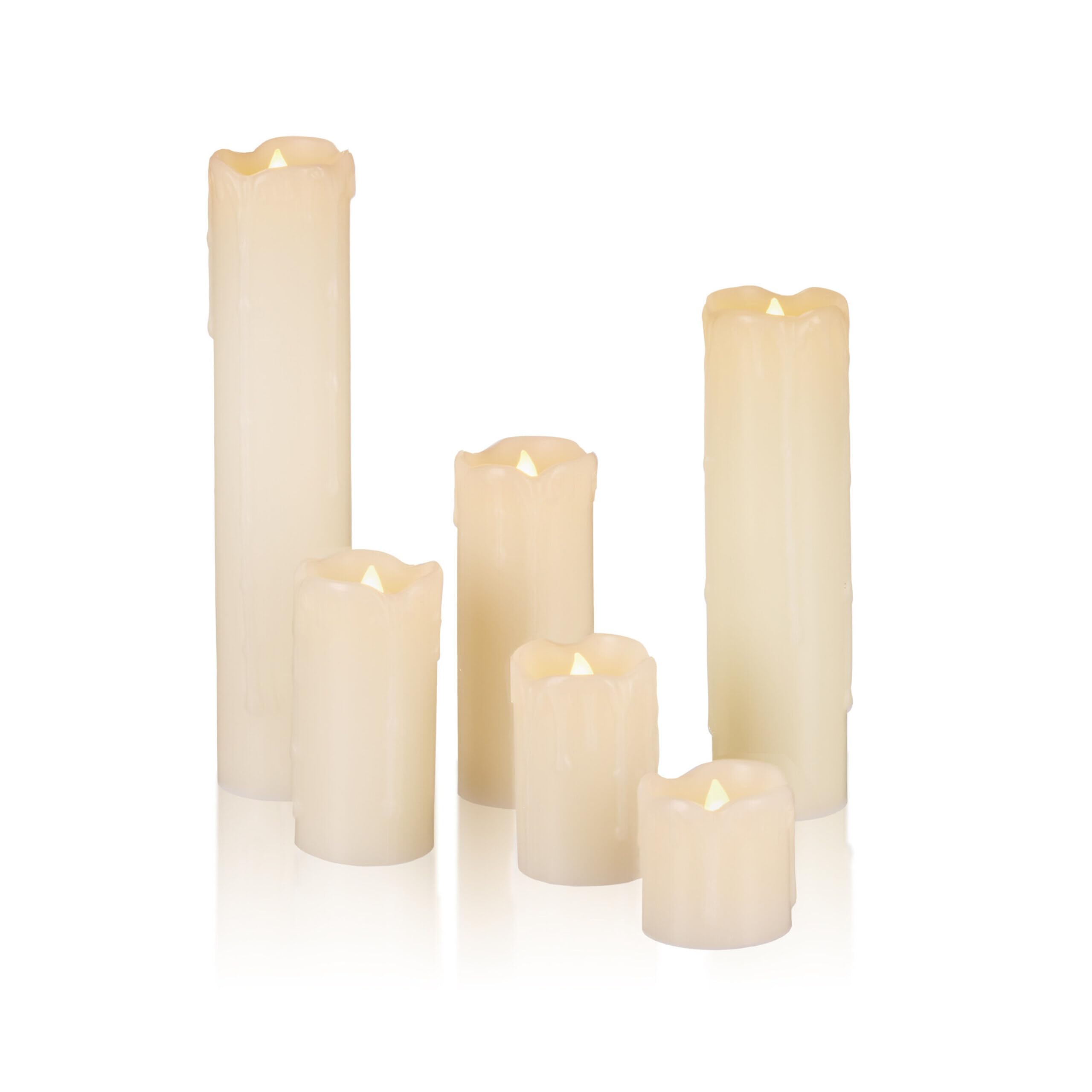 Relaxdays Set de 12 Velas Led, Eléctricas, A Pilas, Navidad, Decoración, Luz Centelleante, Sin Llama, Cera, Ø 5 cm, Crema | velas eléctricas parpadeando, batería, diámetro 5 cm