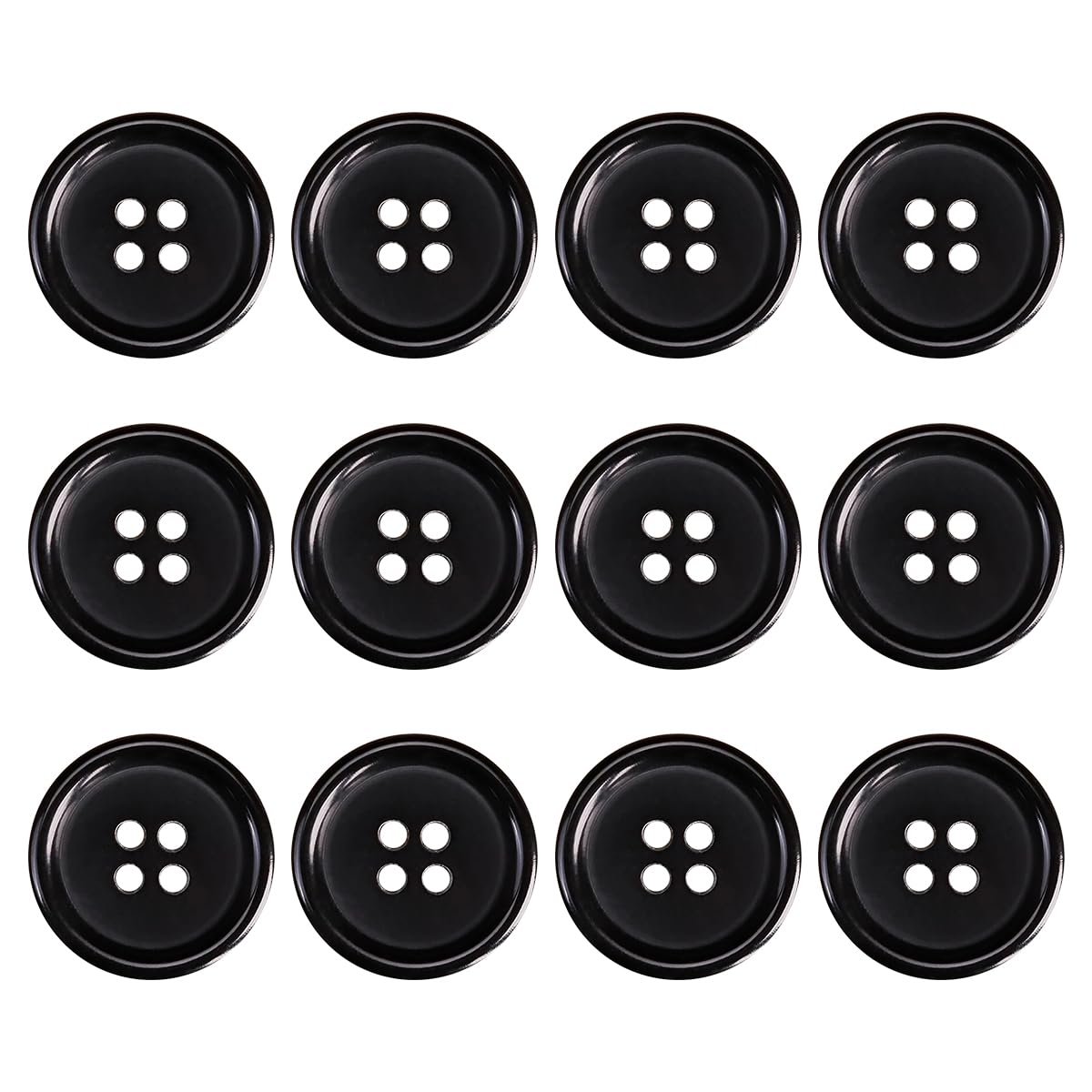 12 Boutons à coudre en corne noire 15 mm ronds pour loisirs créatifs