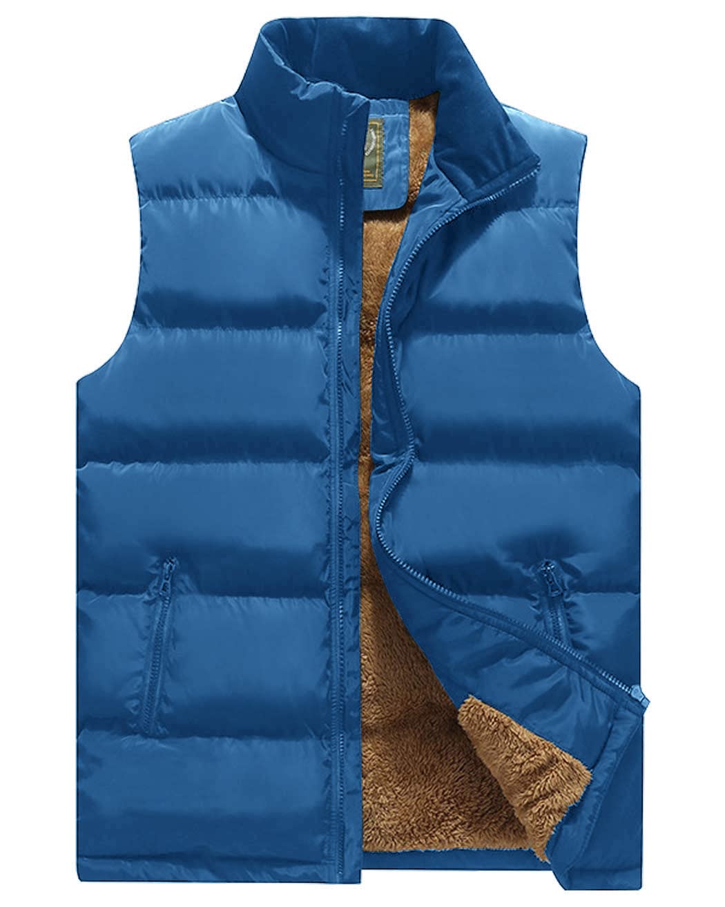 Vcansion Men's Winter Warm Puffer Vest Quilted Padded Sleeveless Jacket Light Blue US XL, 06/Light Blue, X-Large