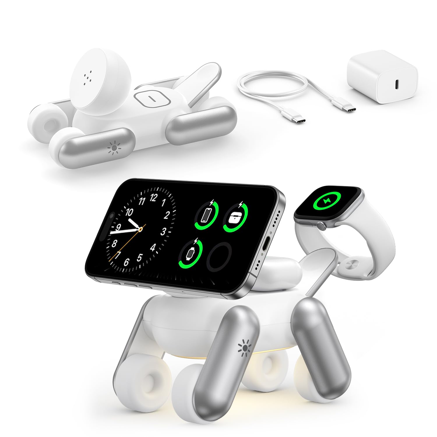 3 in 1 Charging Station for Apple Devices Magnetic Wireless Fast Charger Stand Compatible with MagSafe for iPhone