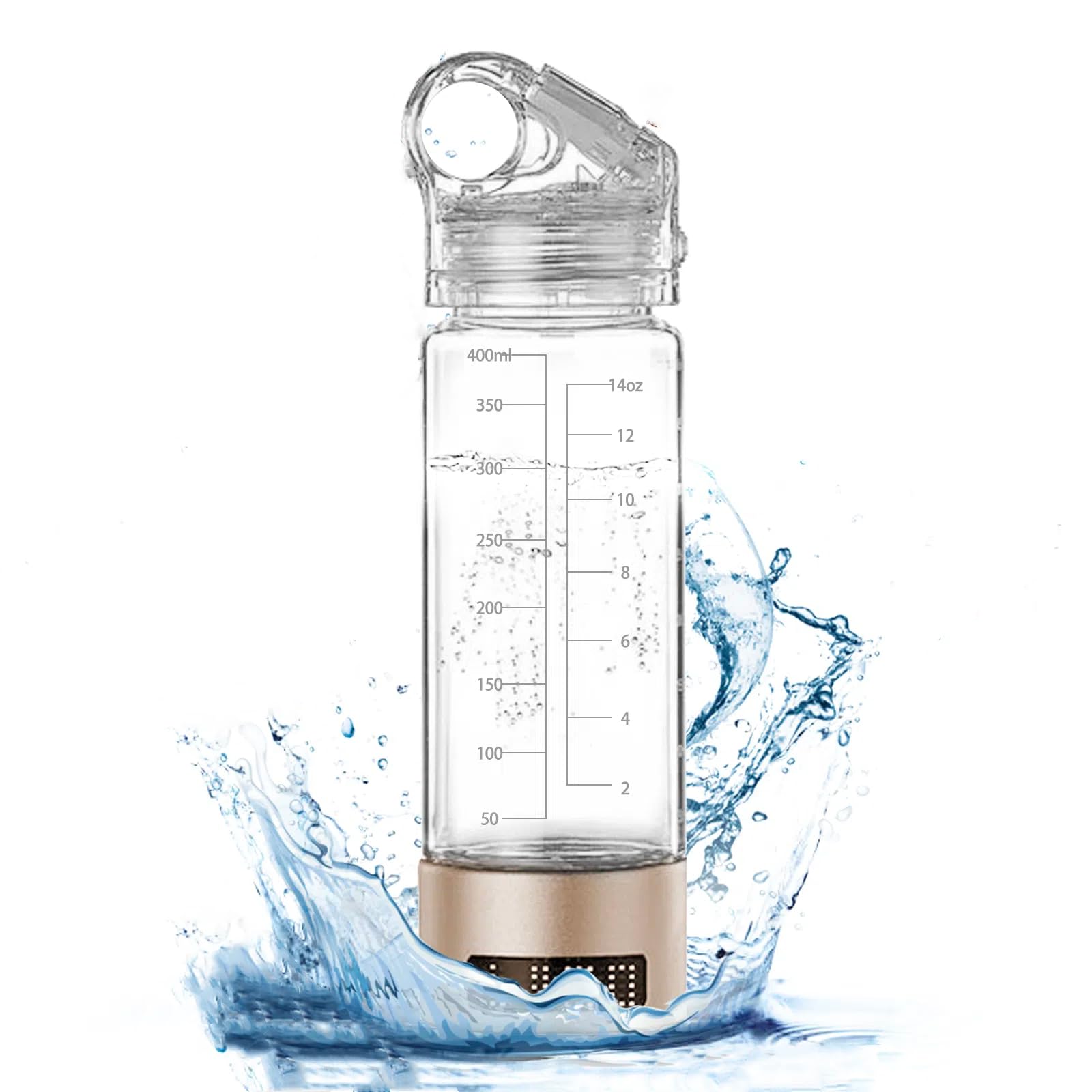 Hydrogen Water Bottle Generator Portable Glass Health Cup Hydrogen Rich Water Ion Machine, Hydrogen Water Machine Improve Water for Home, Office, Travel, Hiking, Camping, Daily Drinking-Rosegold