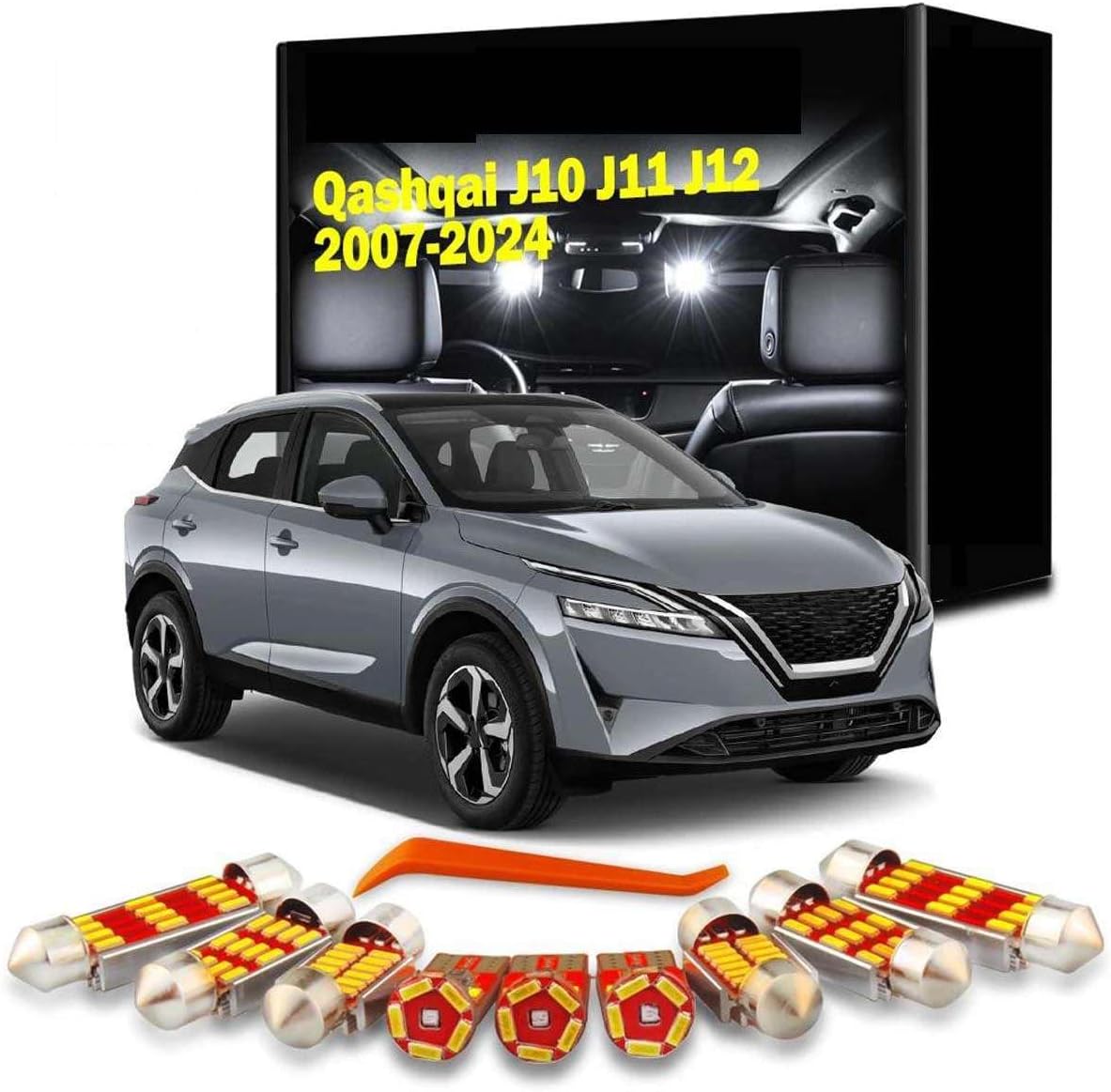 LED Interior Reading Trunk Sunvisor Light Kit, for Qashqai J10 J11 J12 2007-2019 2020 2021 2022 2023 2024 Accessories