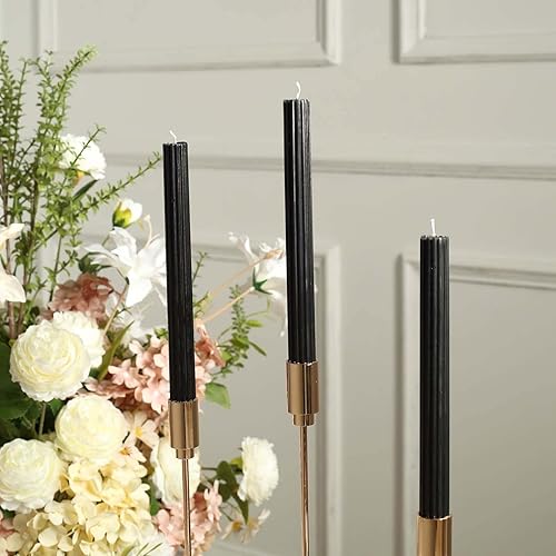 Efavormart - Paquete de 5 velas cónicas de mecha acanalada sin perfume de 9 pulgadas, color negro, velas altas de cera con cinta