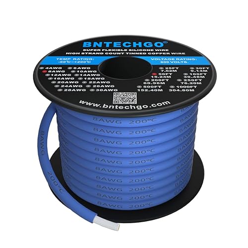 Vista 23 de BNTECHGO Carrete de alambre de silicona de calibre 8, 50 pies, cable de cobre estañado trenzado flexible rojo de 8 AWG