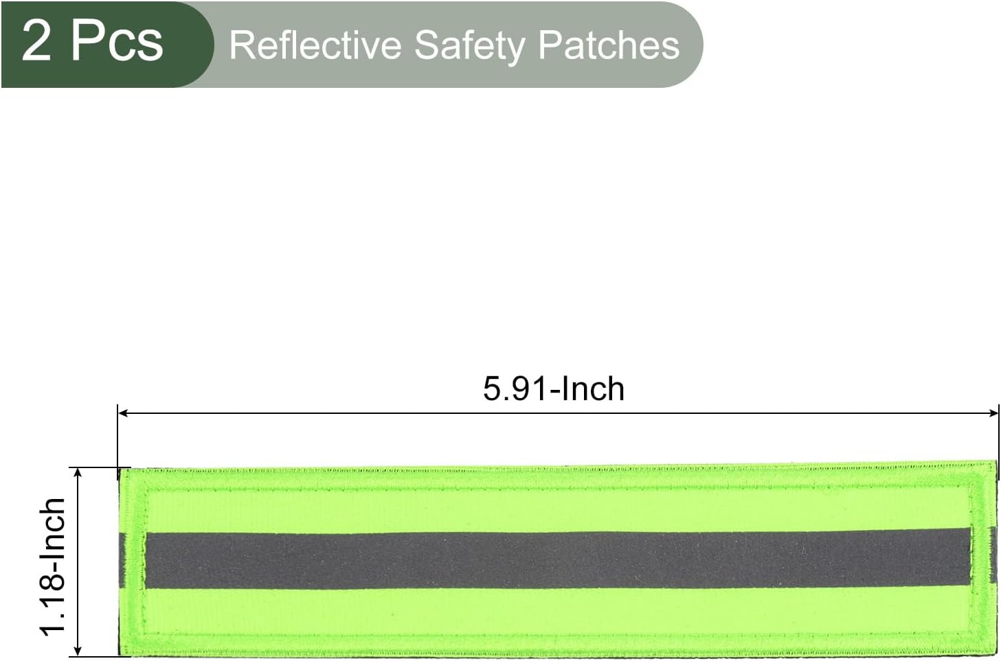 YOKIVE 2 Pcs Reflective Safety Patches, Hook and Loop Fastener Safety Mark Appliques, Great for Outdoor, Night, Daily Use (Green, 1x6-Inch)