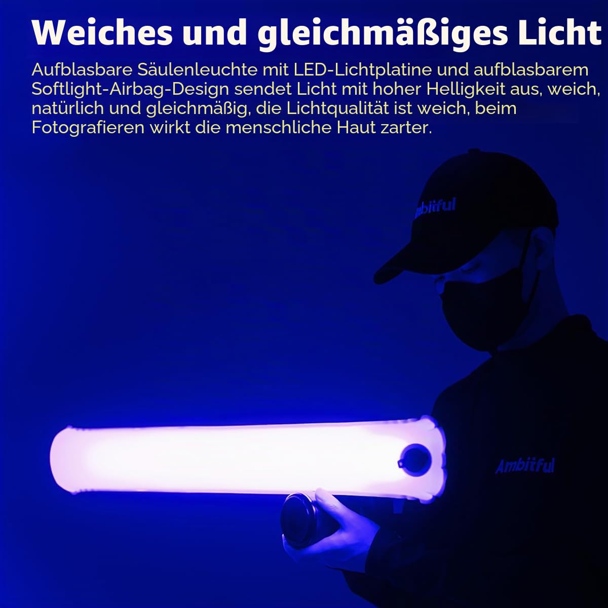 Ambitful GC30R 30W RGB Vollfarbe aufblasbares Rohrlicht 2500K-10000K Handheld LED Licht, CRI 95 +, TLCI 96 + für Unterstützung Magnetsaug, wasserdichte Lichtstange LED Beleuchtungsstab