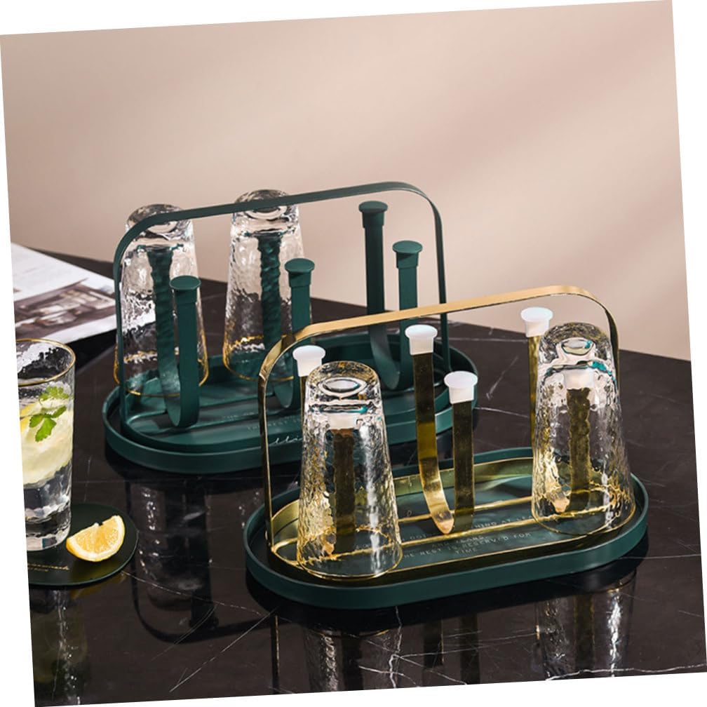 PRETYZOOM 1set Nordic Style Cup Holder with Tray Multi-Functional Mug Organizer for Home Use Draining Rack for Tea and Mugs Holds Cups Elegant Design
