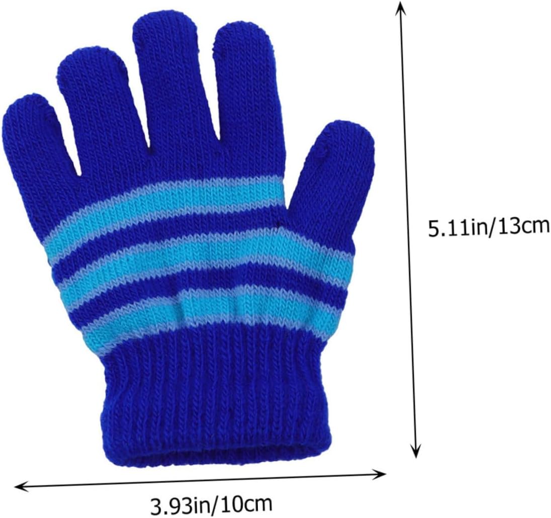6 Pairs Full Finger Knitted Winter Gloves Warm Fleece Lined Elastic Mittens for Boys Age Wear-resistant Cozy Protective Gloves for Cold Weather Random Color