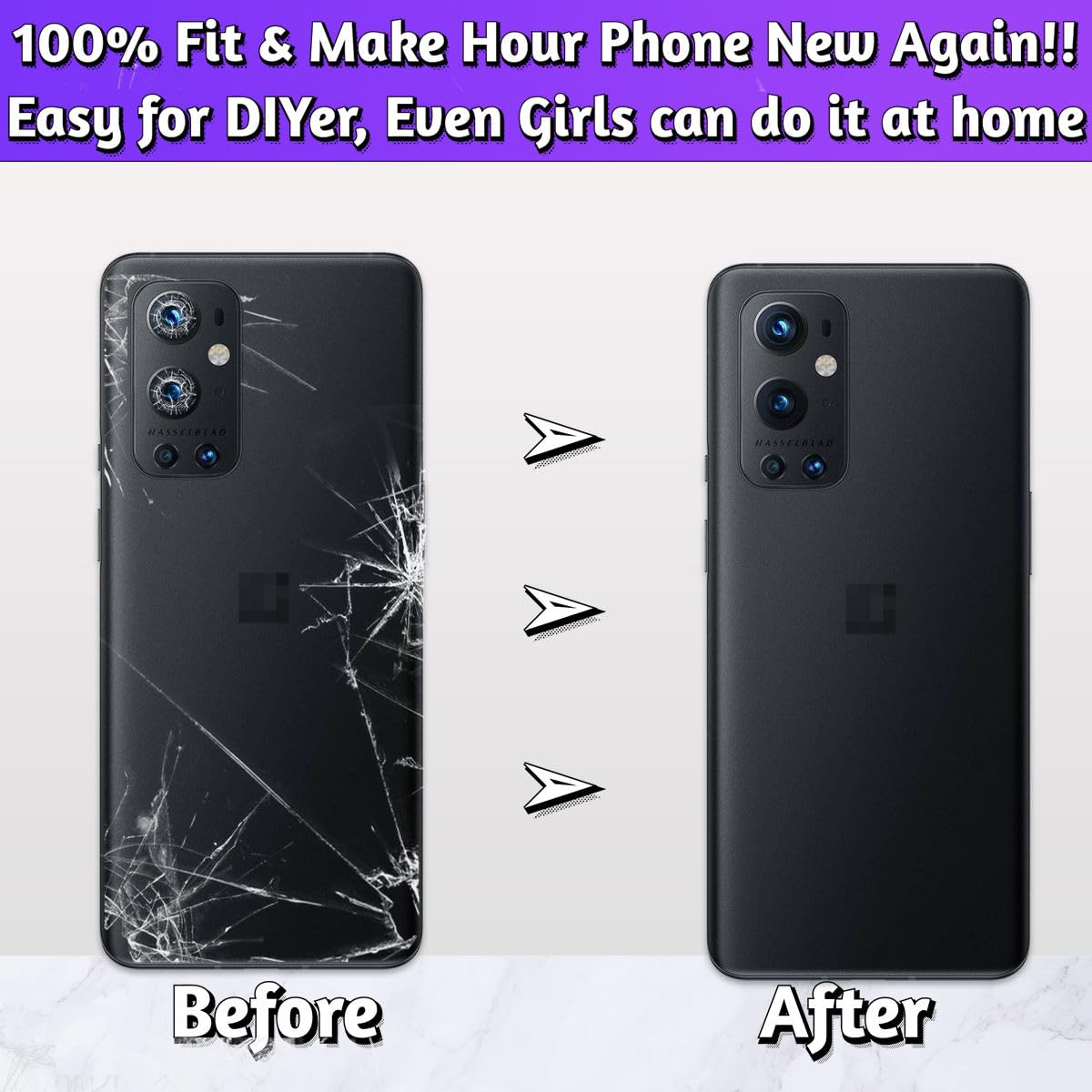 LUVSS Back Glass Cover Replacement Compitable for OnePlus 9 Pro Rear Cover + Camera Lens + Repair Manual DIY Tools Kit (Green) - Image 3