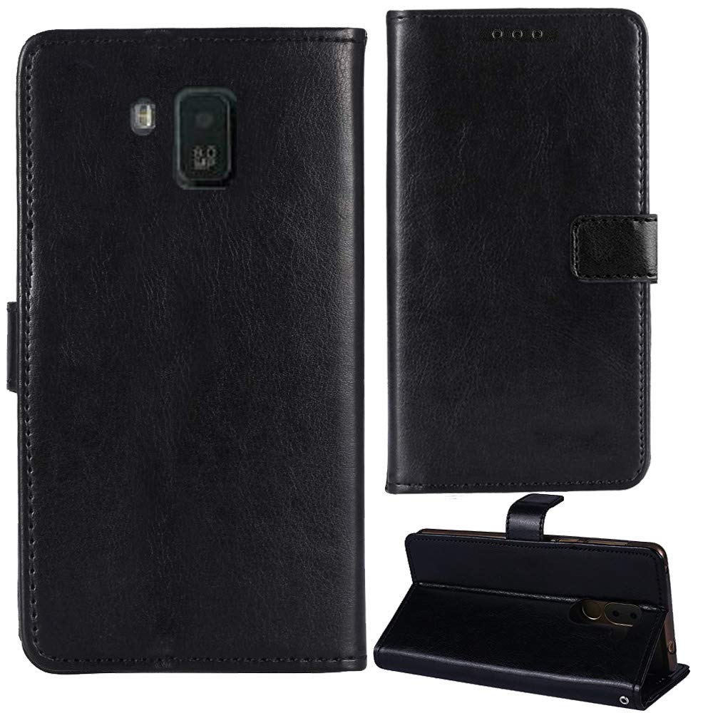 Dingshengk Book Stand Premium Retro Business Flip Leather Protector Case For STK Life 7S 4.95" Magnetic Card Slot Wallet Protective Bumper Folio Pouch (Black)