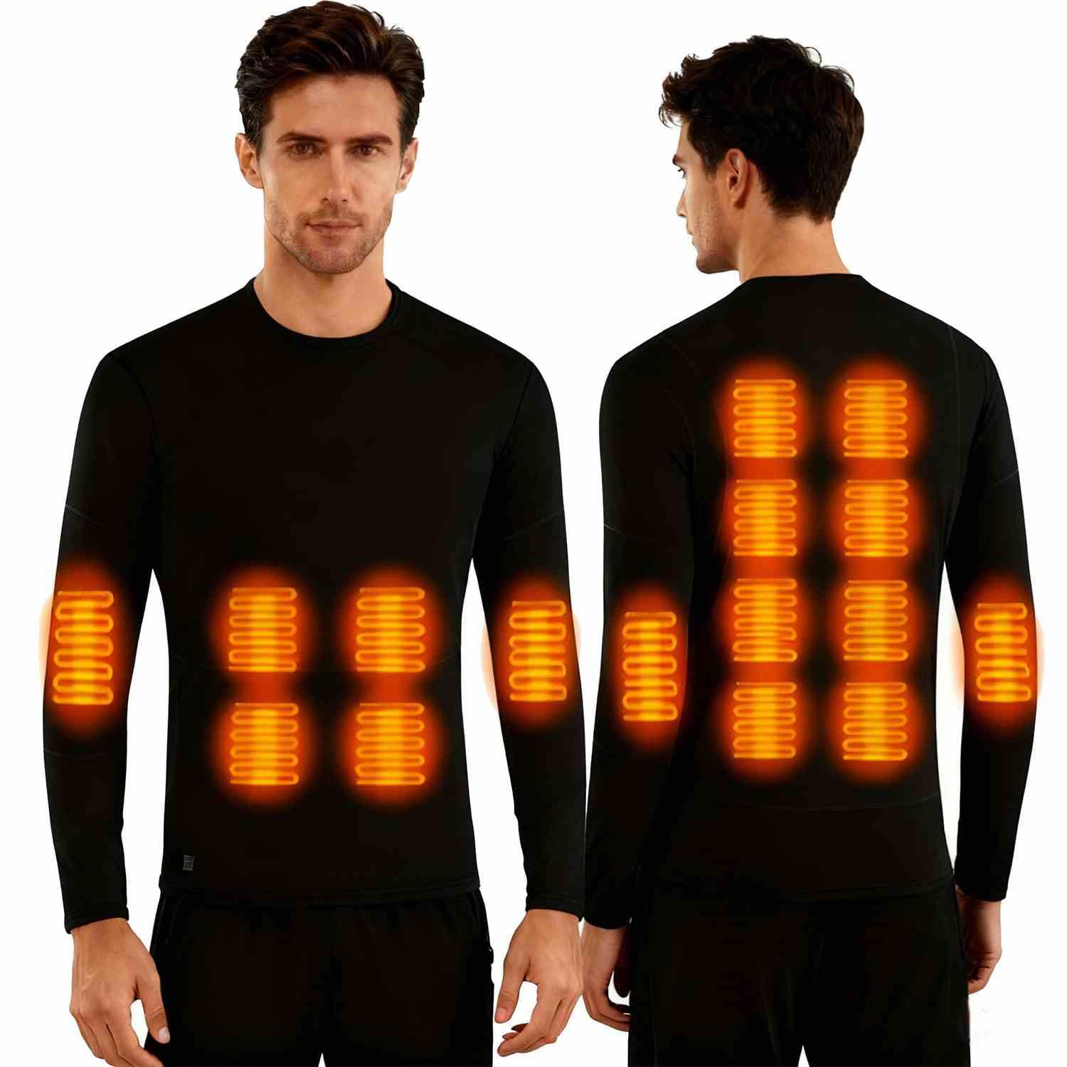 scosao Camiseta Térmica Hombre Mujer Ropa Interior Calefactable Eléctrico USB 16 Zonas Invierno Top Thermal Manga Larga Cálida Cape Base para Esquí Moto Ciclismo Viajar