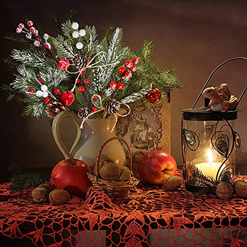 QJUZO-Christmas-Pine-Cone-Picks-Decorations-18-Pack-Artificial-Christmas-Picks-and-Sprays-Red-Berry-Stem-Branches-with-Holly-Leaves-for-Xmas-Tree-Christmas-Wreath-Winter-Holiday-Wedding-Dcor