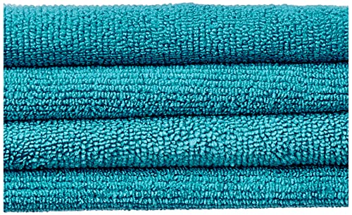 Image of Amazon Brand - Presto! Microfibre Cleaning Cloth, 40 x 30 cm, 220 GSM, Set of 4, Green