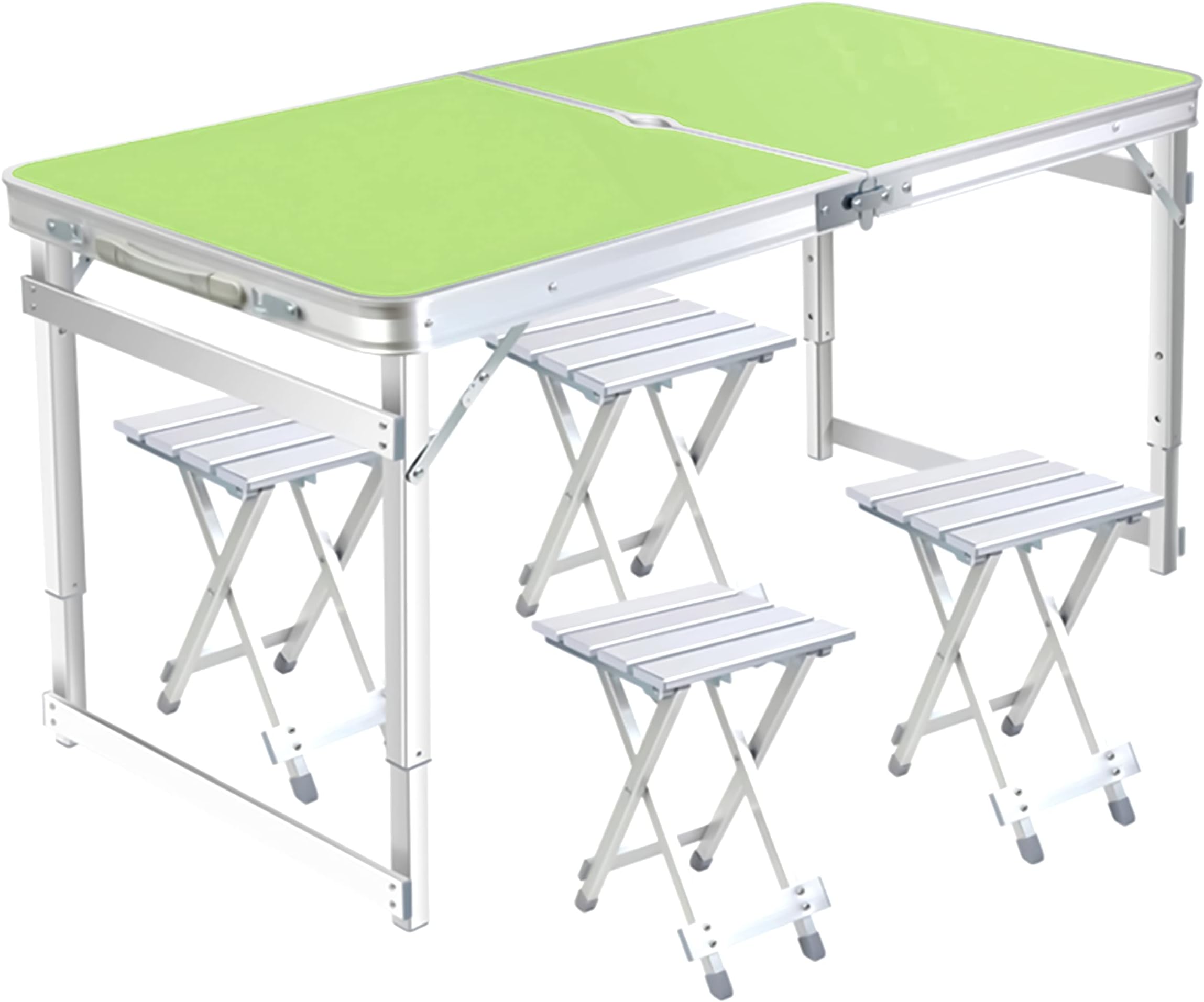 Livzing Folding Table with 4 Chairs Height Adjustable Aluminium Foldable Table for Picnic Hiking-Patio-Party-Garden-Travel Friendly Multipurpose Portable Dining Set-Perfect for Cooking Outdoor&Indoor