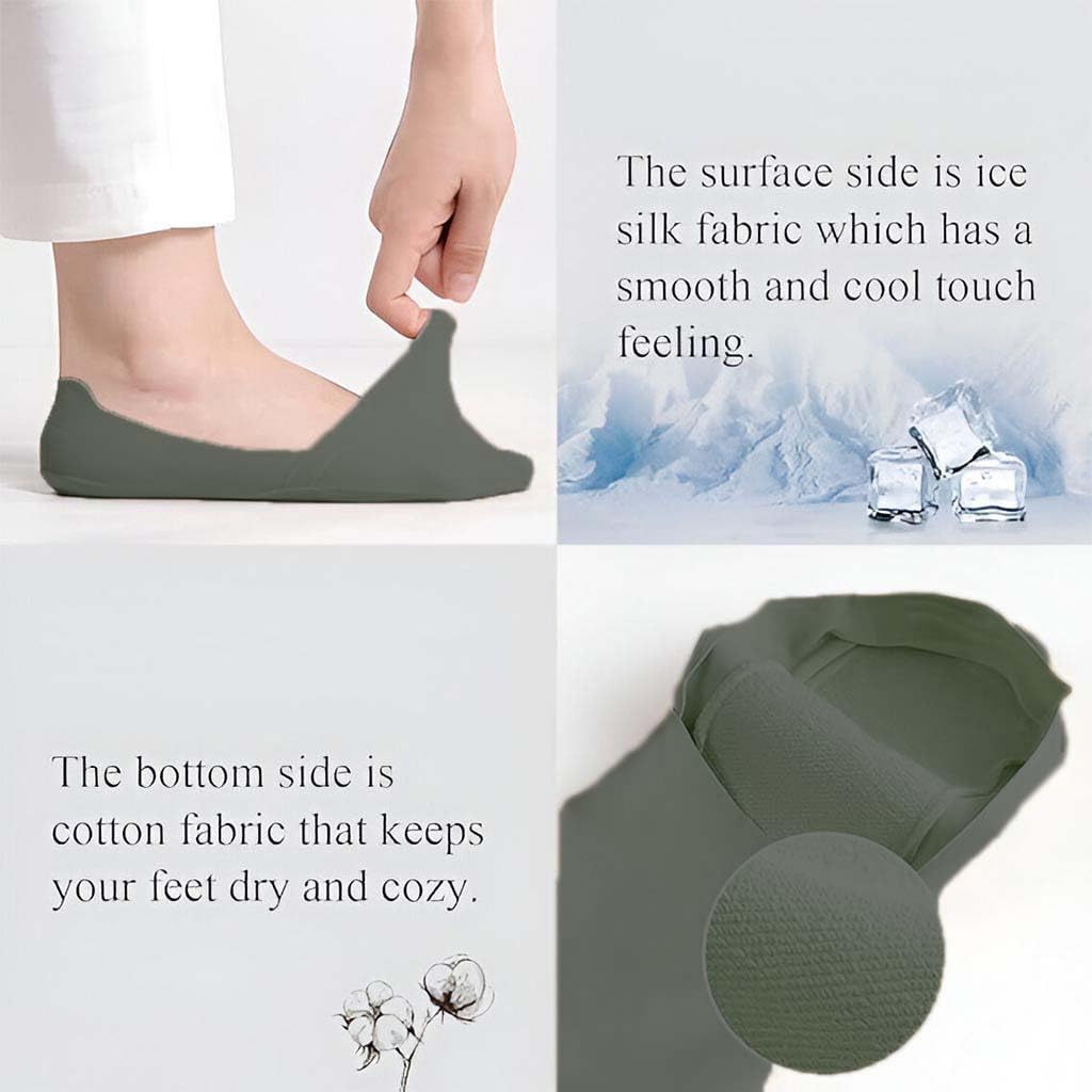 TECPHILE Women's No-Show Ankle-Length Socks ice Silk (Pack of 3), Premium Cotton-Spandex, Non-Slip Invisible Design, Moisture-Absorbing & Odor-Free, Ideal for Running, Hiking & Everyday Wear - Image 4 thumbnail
