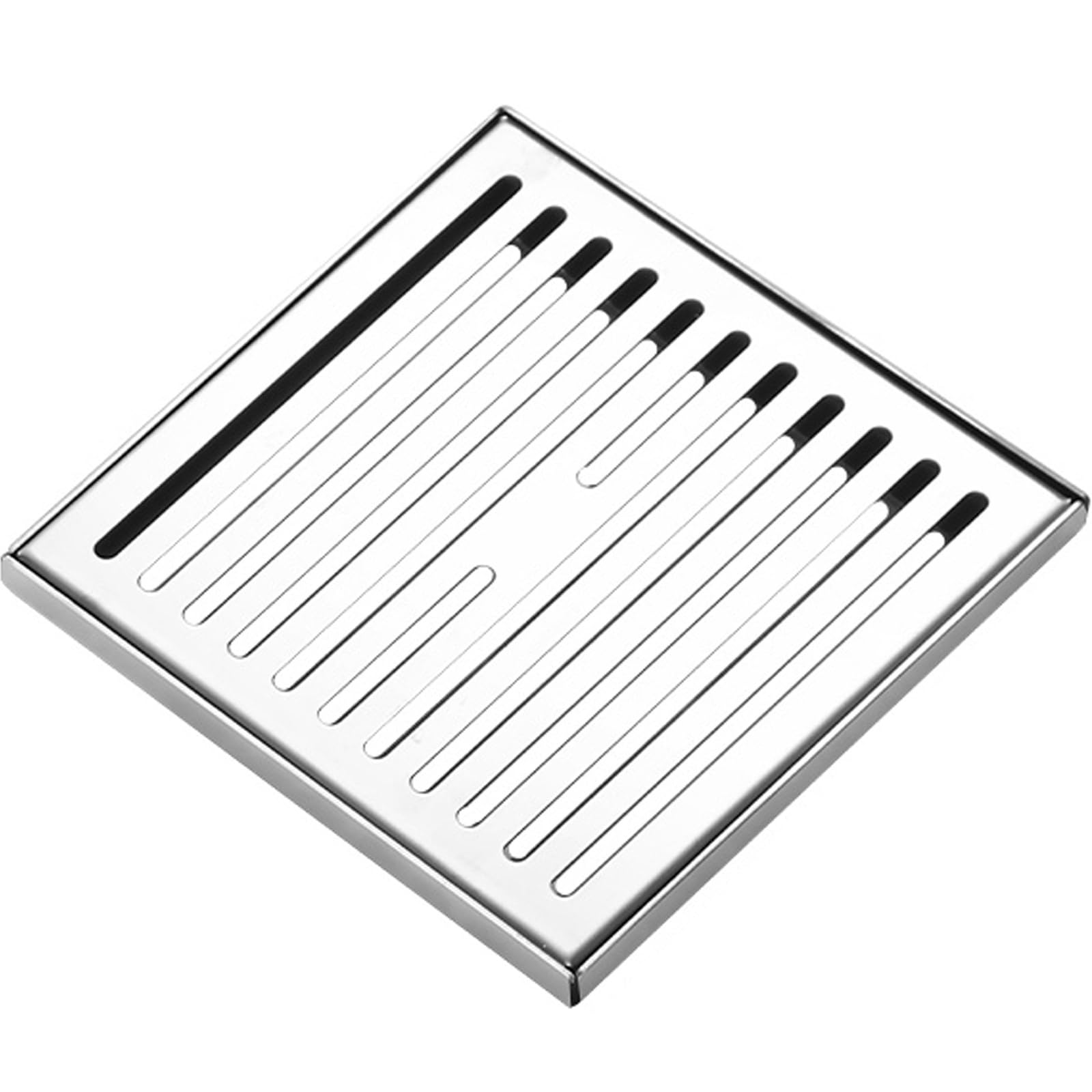 Chiusino Pozzetto in Acciaio Inox per Esterni, Capacità di Carico 100 Kg, Spessore 0,17 Cm, Griglia Scolo Acqua Piovana per Cortile, Piscina, Giardino, Cucina(20 * 20 * 1.3cm/8 * 8 * 0.5in)