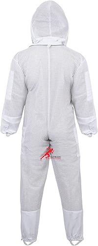 Miniatura 5 de Eufórico traje de abeja de 3 capas, traje de apicultura ventilado, traje de apicultor a prueba de picaduras, traje de cerco de velo de abeja con