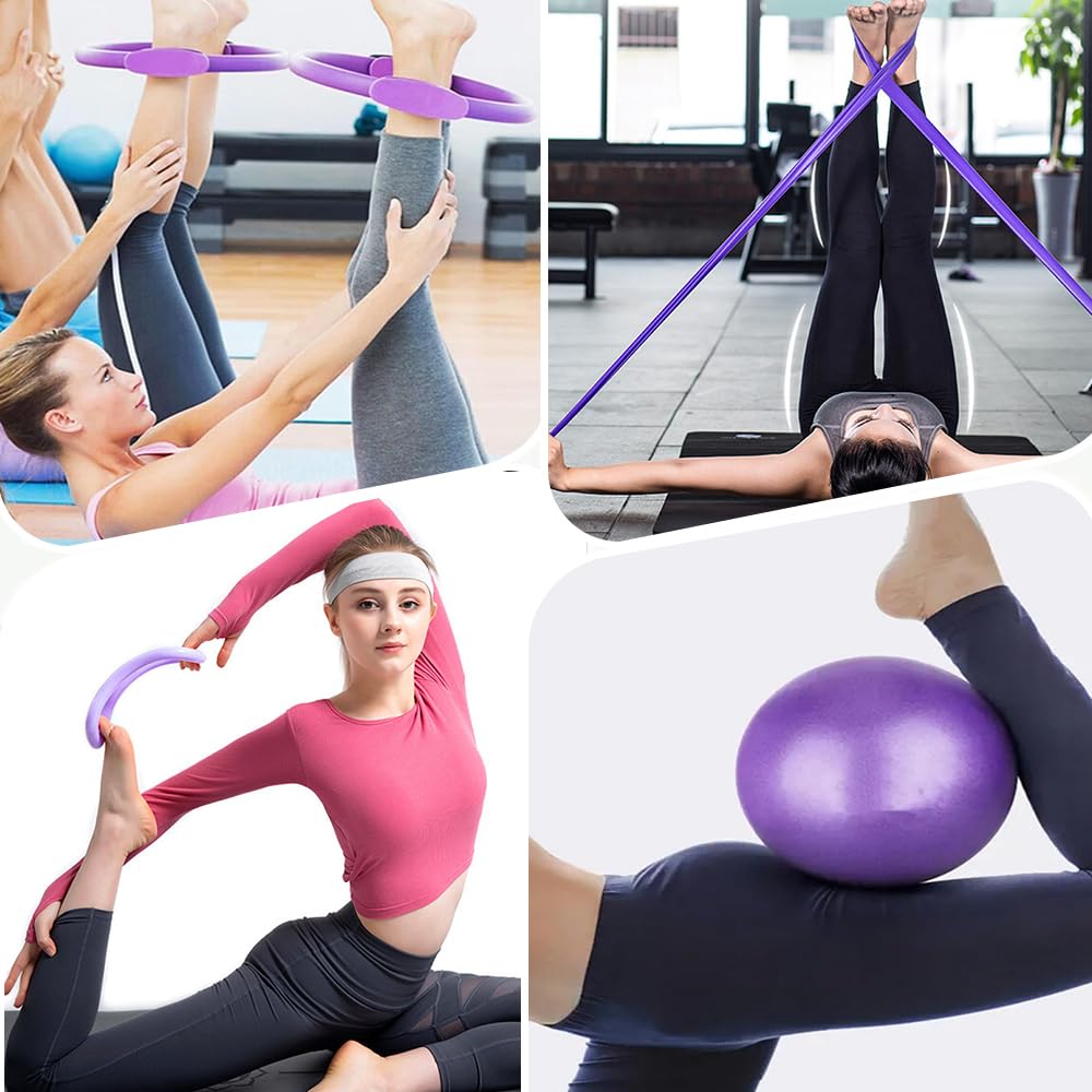 5 Piezas Juego de Anillo de Pilates, Kit Esencial de Pilates, Pilates Ring for Women, Pilates Ring and Ball Set, Círculo Mágico de Fitness, Pilates Ring Yoga Ball Set para Piernas Brazos Muslos