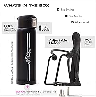 Vista 7 de Portabotellas de bicicleta Pro Set con termo Bike Bottle or Exrta Set con soporte de jaula adicional, sin tornillos. Jaula perfecta, ajustable
