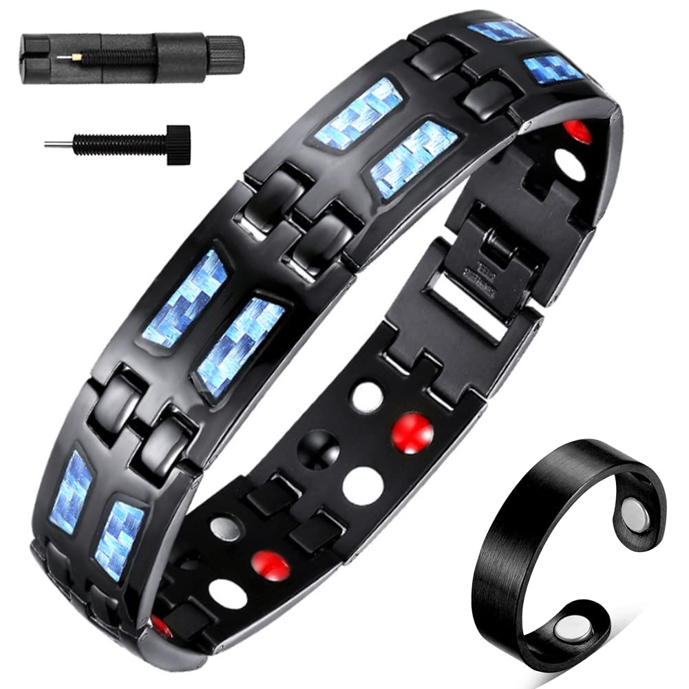 Buy Vicmag Blue Carbon Fiber Titanium Bracelets for Men Lymph