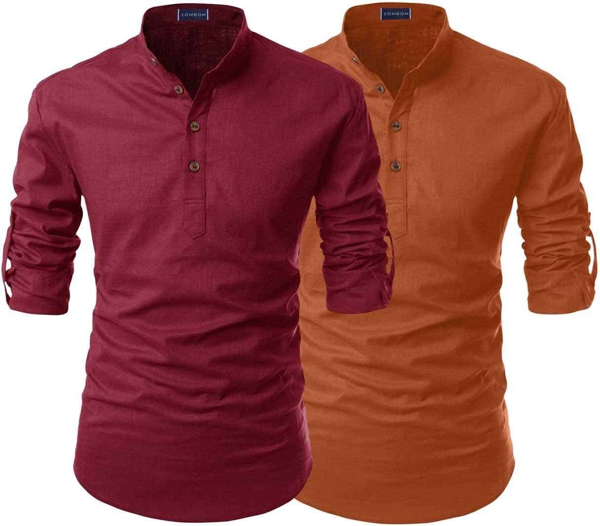 ZombomCombo Men's Cotton Blend Solid Straight Full Sleeve Regular Fit Mandarin/Chinese Collor Kurta Shirt