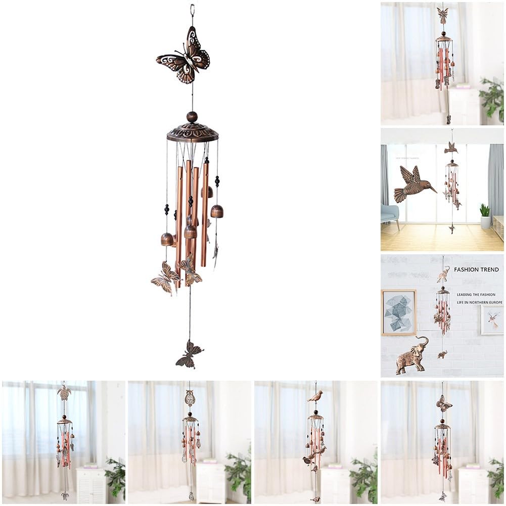 Carillon éolien papillon en métal pour sublimer l'ambiance d'un porche ombragé