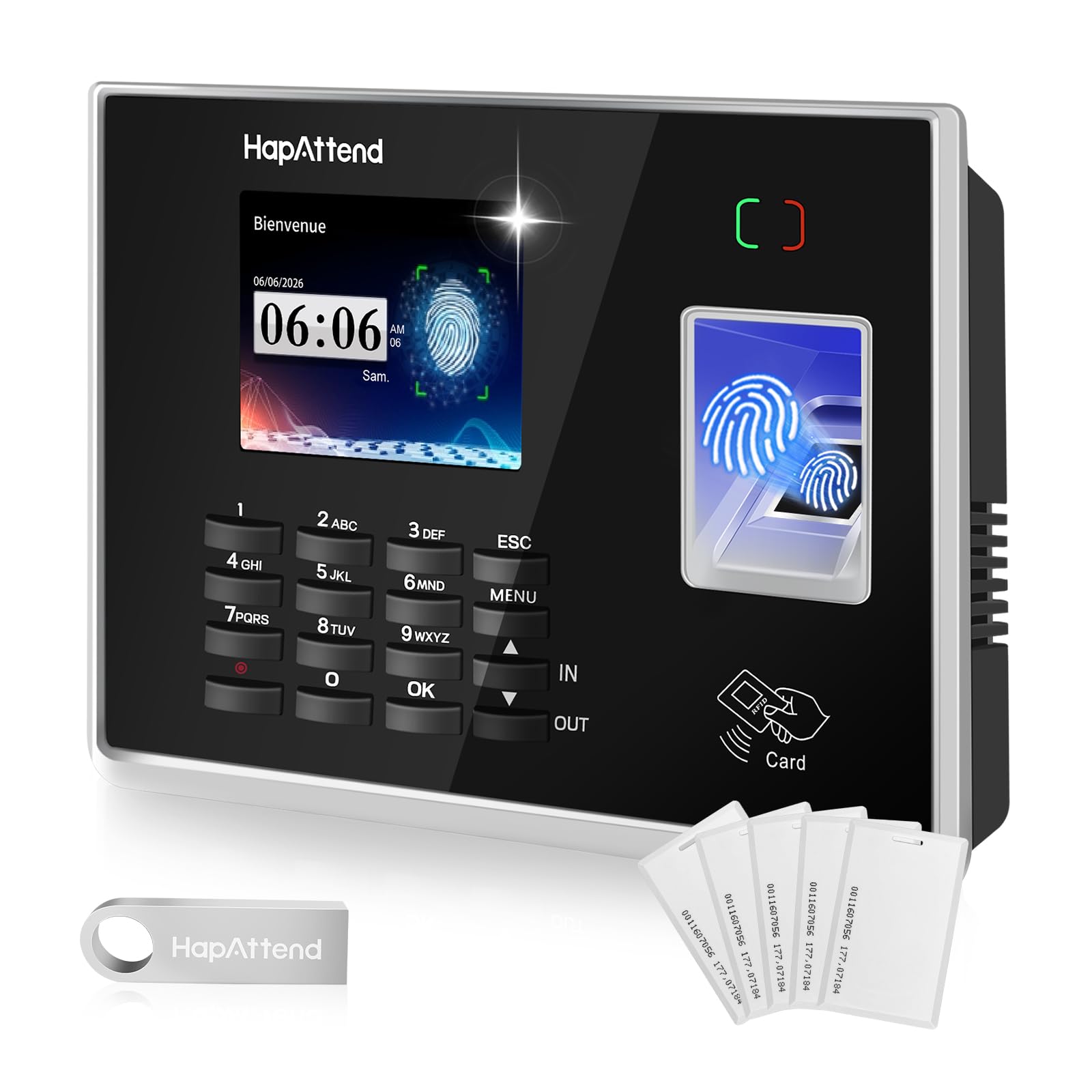 Pointeuse horaire Personnel, Francais pointeuse biométrique à Empreinte Digitale avec Badge RFID Carte, Entreprise badgeuse pour Les employés des Petites Entreprises jusquà 3000 utilisateurs (H2)