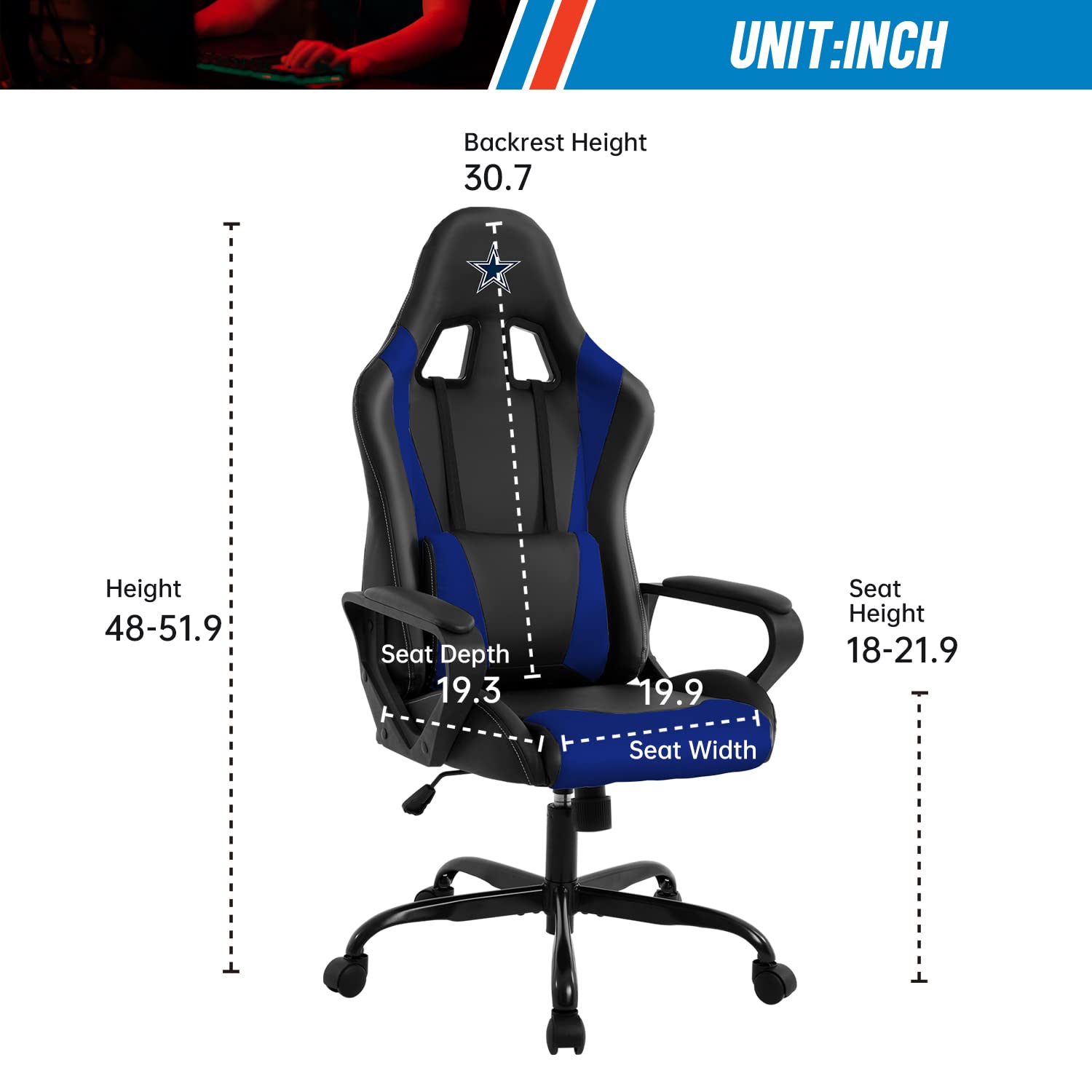Gaming Chair Office Chair High Back Racing Computer Chair Task PU Desk Chair Ergonomic Swivel Rolling Chair with Lumbar Support for Home Office