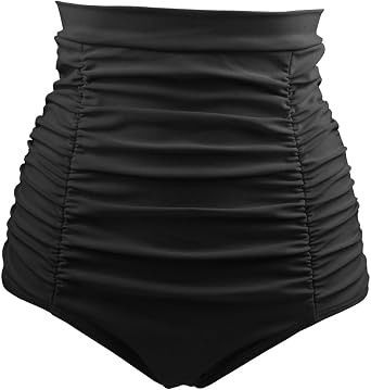 Womens Retro High Waisted Bikini Bottom Ruched Swim Short TankinisFBA