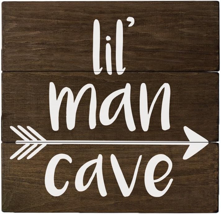 Elegant Signs Boys Nursery Wall Decor for Little Baby Boy or Toddler - Lil Man Cave Wood Sign : Baby