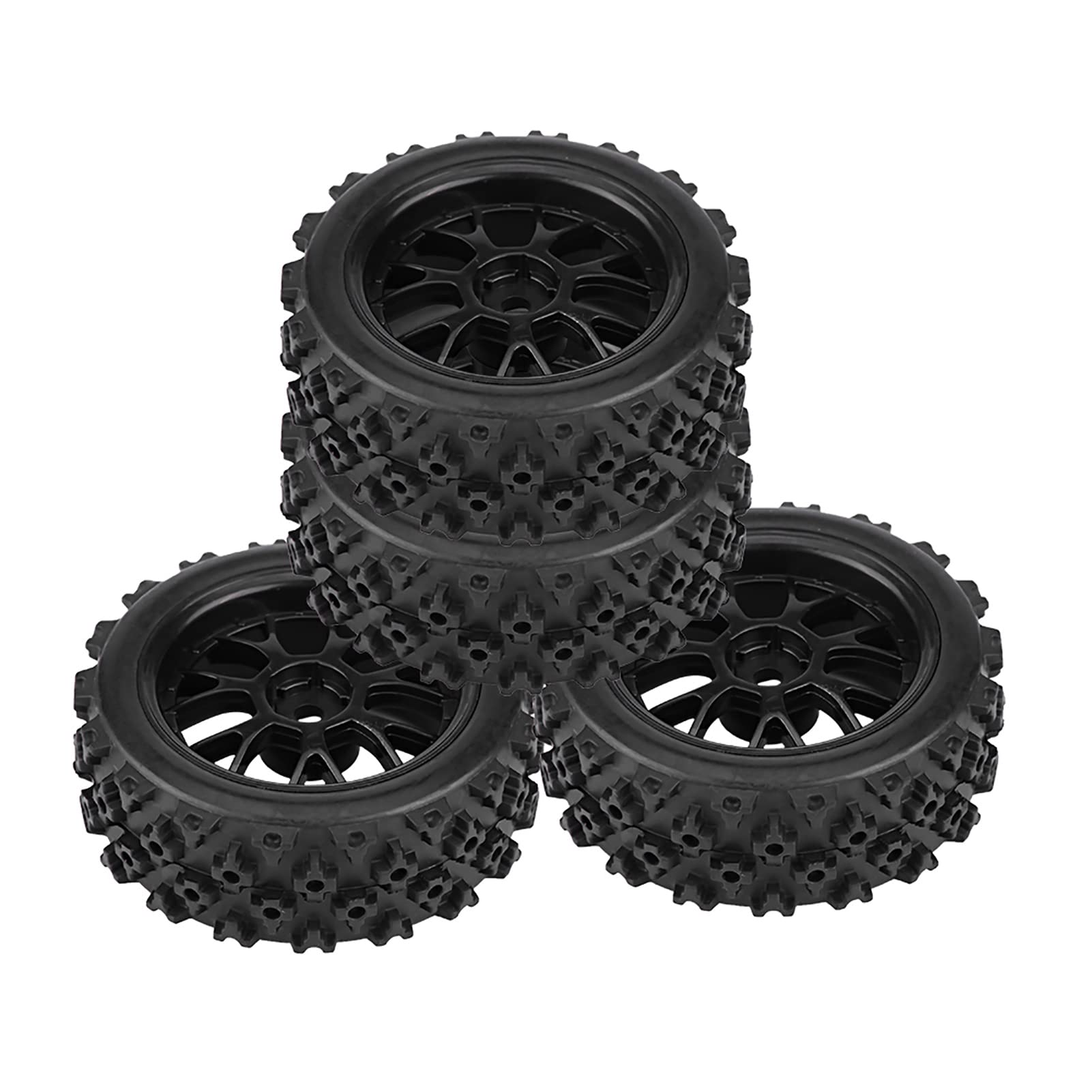 Hex 12Mm Koła i Opony Rc Opony Samochodowe Gumowe 4 szt. Zestaw Wyścigi Terenowe Opony do Pojazdów Gumowa Opona Obręcz Koła do Rc 1:10 Część Samochodowa (czarna) (czarny kontur)