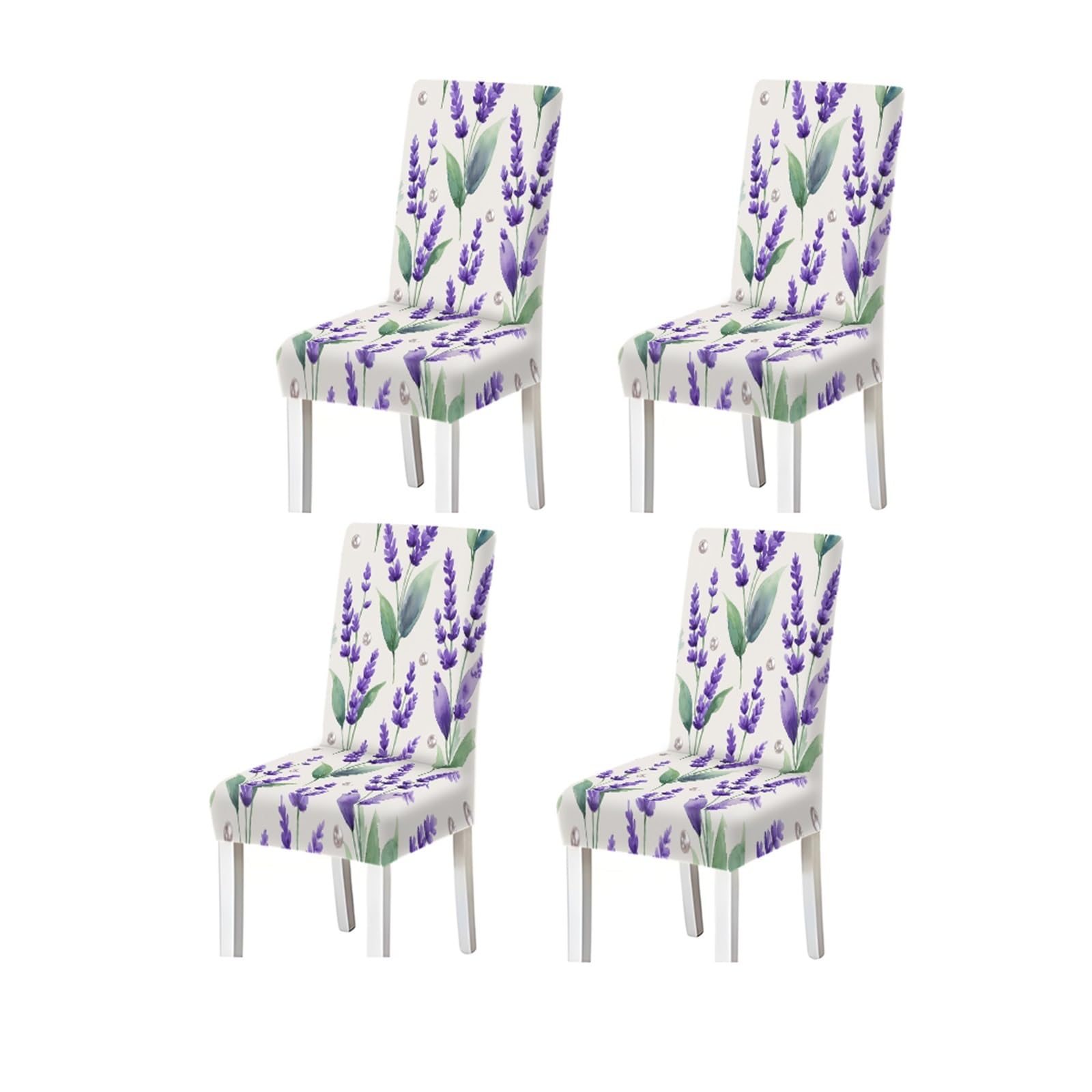 FZJKGH Lavender Floral Pattern Print Dining Chair Covers Set Of 2/4/6, Stretch Slipcovers For Kitchen Dining Room Removable Stretch Slipcovers for Dining Chairs(4PCSChair cover)