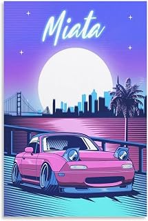 JDM Miata Synthwave Car Poster Classic Poster Decorative Painting Canvas Wall Art Living Room Posters Bedroom Painting 12x18inch(30x45cm)