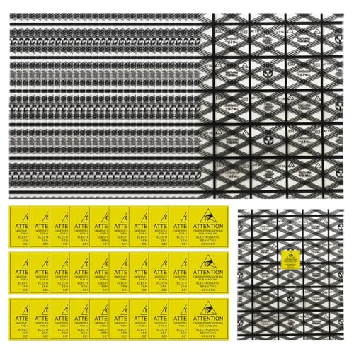 BLPRKOT 30 Piezas Bolsas Antiestáticas Bolsas de Protección ESD 20x30cm cm con 30 pcs Pegatinas de Advertencia Bolsas de PE para Proteger Discos Duros/Placa Base/Componentes Electrónicos/Hardware