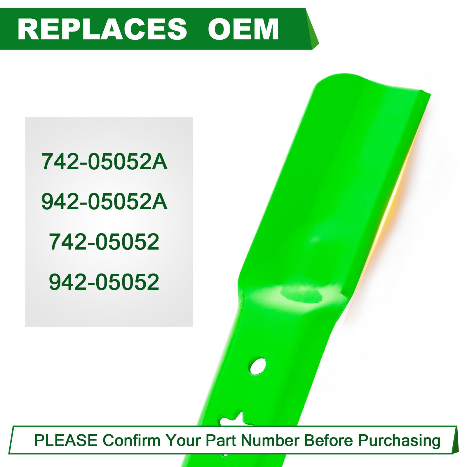 6 cuchillas de cortacésped 742-05052A 942-05052A compatibles con 2015+ 50 pulgadas Cut MTD Tractores de césped Troy Bilt Reemplazo 942-05052A 742-05052A RZT XT1 XT2 GT50 LT50 S50