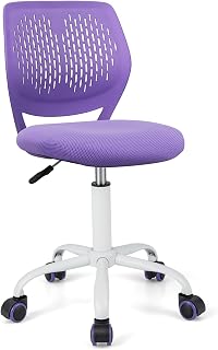 Kids Desk Chair, Height Adjustable Swivel Computer Chair with PU Casters & Gas Lift, Ergonomic Mesh Task Study Chairs for Boys Girls (Purple)