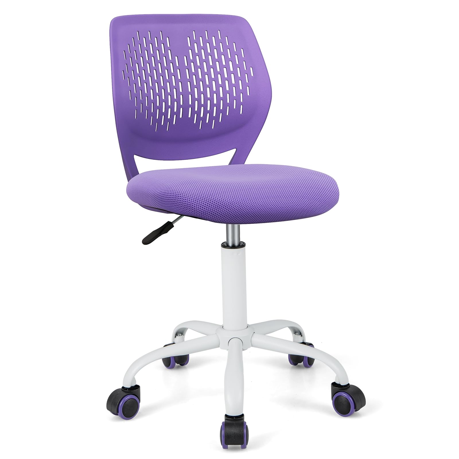 COSTWAY Kids Desk Chair, Height Adjustable Swivel Computer Chair with PU Casters & Gas Lift, Ergonomic Mesh Task Study Chairs for Boys Girls (Purple) — image 1