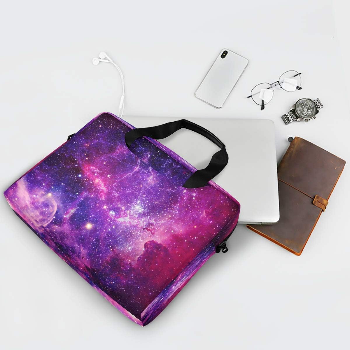 Laptop Bag Galaxy Nebula Space Laptop Sleeves Case for 13 14 15.6 Inch Computer Tablet Briefcases Carrying Case Shoulder Bag for Work
