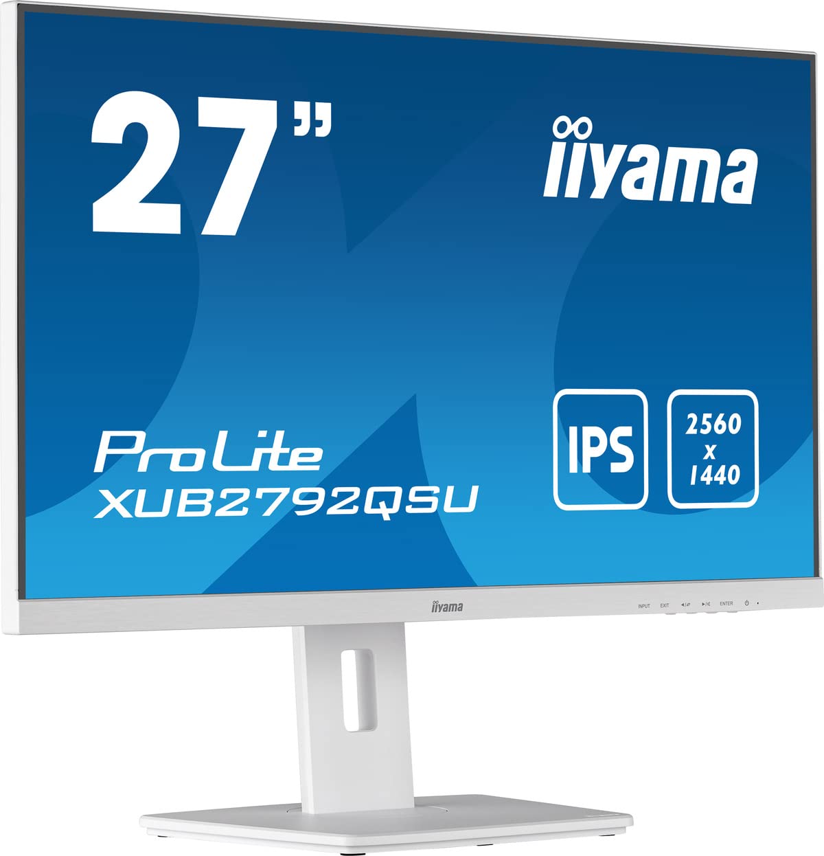 iiyama Prolite XUB2792QSU-W5 68,5cm 27" IPS LED-Monitor WQHD DVI HDMI DP USB3.0 Ultra-Slim-Line FreeSync Höhenverstellung Pivot weiß