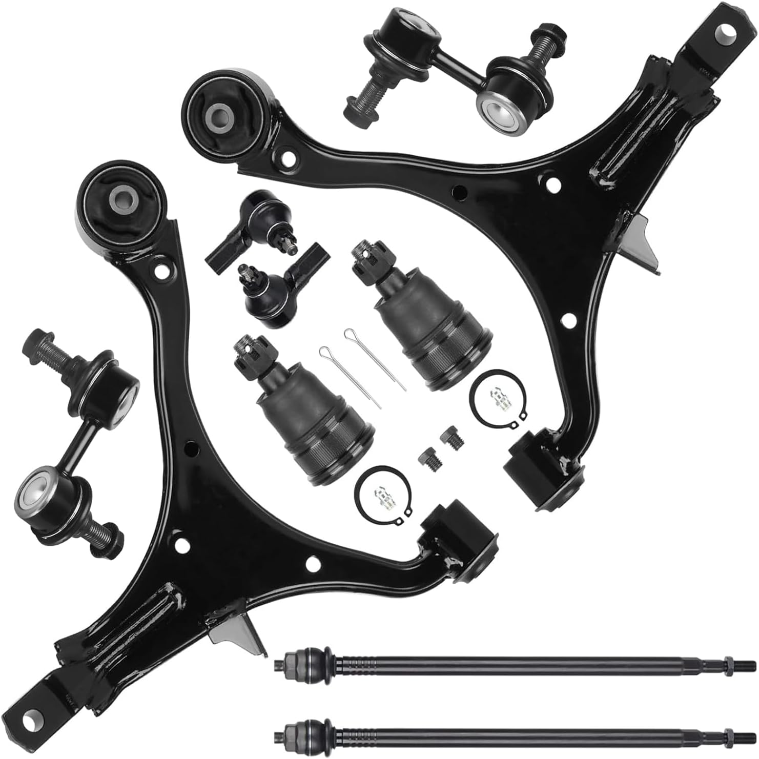 Front End Suspension Kit for 2002-2006 Honda CR-V, Left & Right Lower Control Arms + Ball Joints + Sway Bar End Links + Tie Rod Ends, ES3581 K640399 K640400 K80223 K90454 K90455 (10pc)