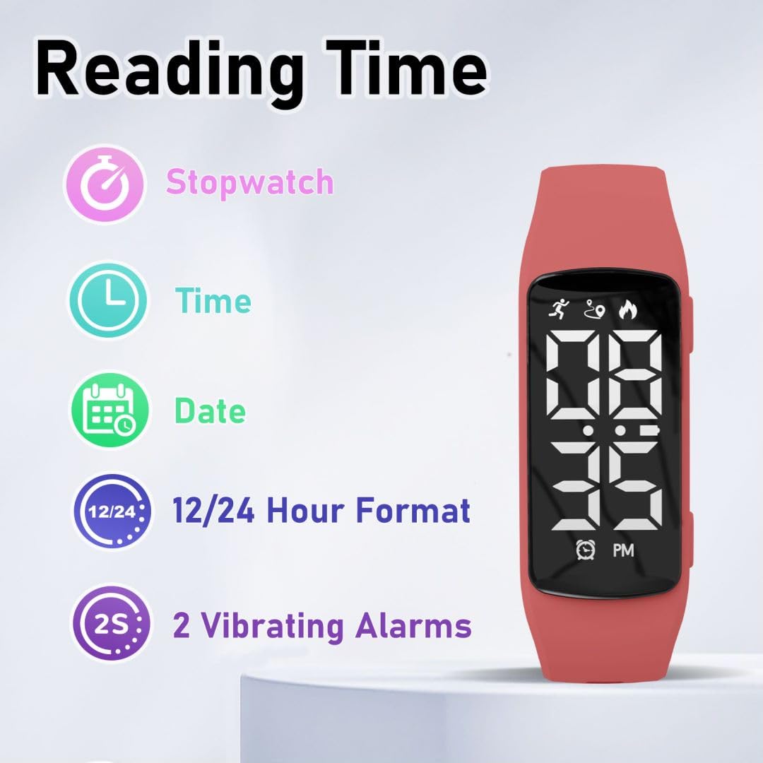 aswan watch Reloj Digital para Niñas y Niños con Cronómetro,Podómetro,Distancia y Calorías sin APPs ni Móvil,Calendario,Despertador-Reloj Fitness Tracker Infantil con Correa de Silicona